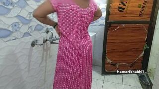 chubby Hot indian wife plays with her big boobs in a wet silky maxi needs a big Video